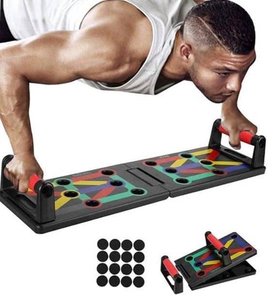     			FITAZA Push Up Board with Strong Grip Handle for Chest Press, Gym & Home Exercise Push-up Bar (Multicolor)