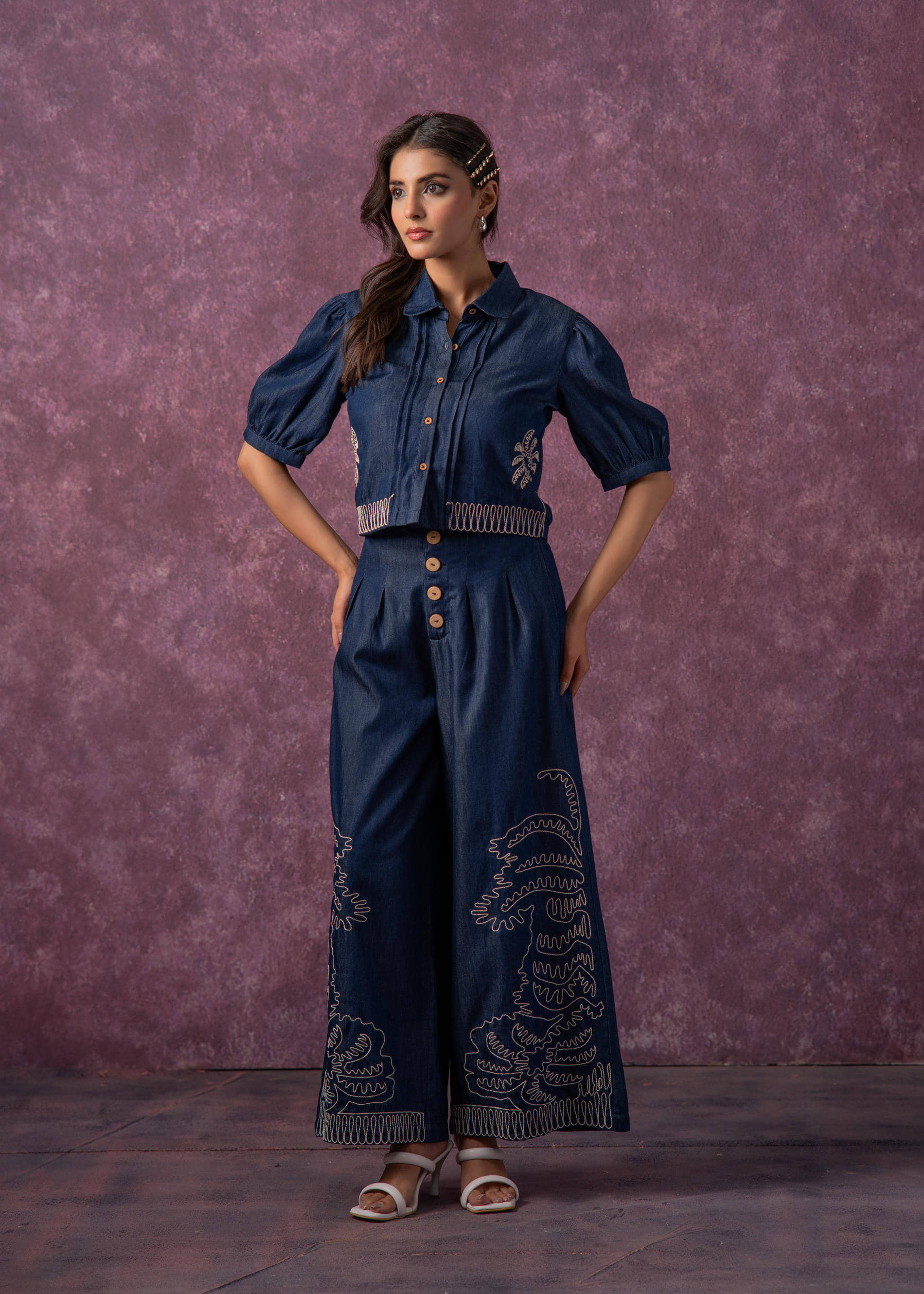 Juniper Women Polyester Solid Straight Kurti With Pants ( Blue )