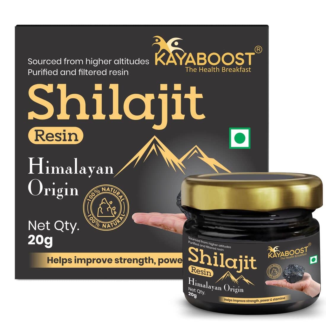 KAYABOOST Pure Shilajit Resin 20g | Boost Performance, Power, Stamina, Strength (20 g)