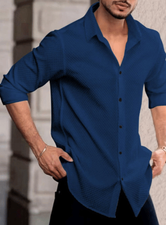     			KLYZEE Viscose Regular Fit Solids Full Sleeves Men's Casual Shirt - Blue ( Pack of 1 )