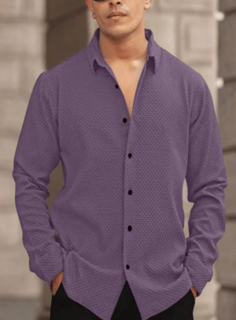 KLYZEE Viscose Regular Fit Solids Full Sleeves Men's Casual Shirt - Purple ( Pack of 1 )     			KLYZEE Viscose Regular Fit Solids Full Sleeves Men's Casual Shirt - Purple ( Pack of 1 )