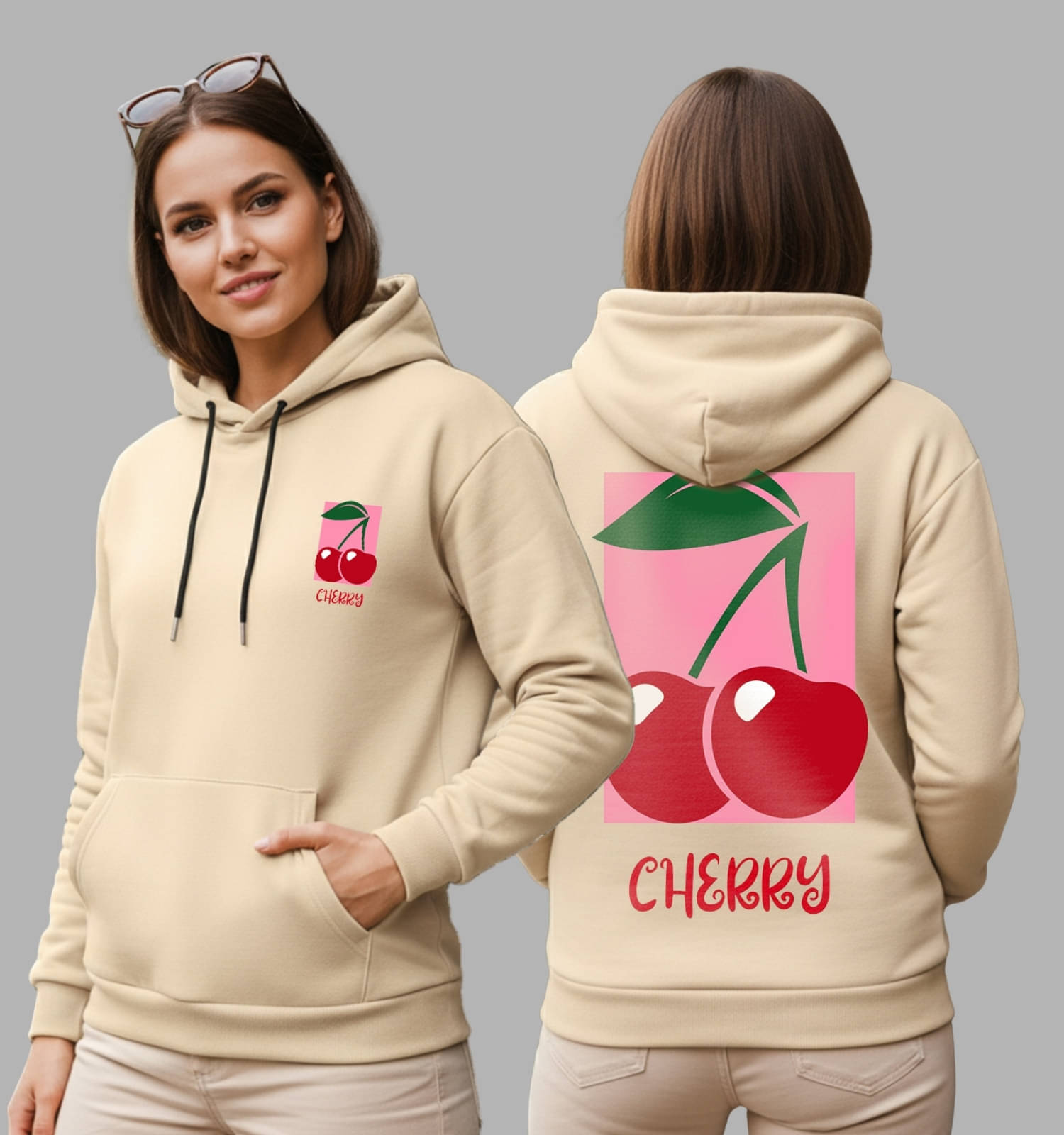 Kanhuzzz Women Fleece Hooded Sweatshirt For Light Winters ( Beige )     			Kanhuzzz Women Fleece Hooded Sweatshirt For Light Winters ( Beige )