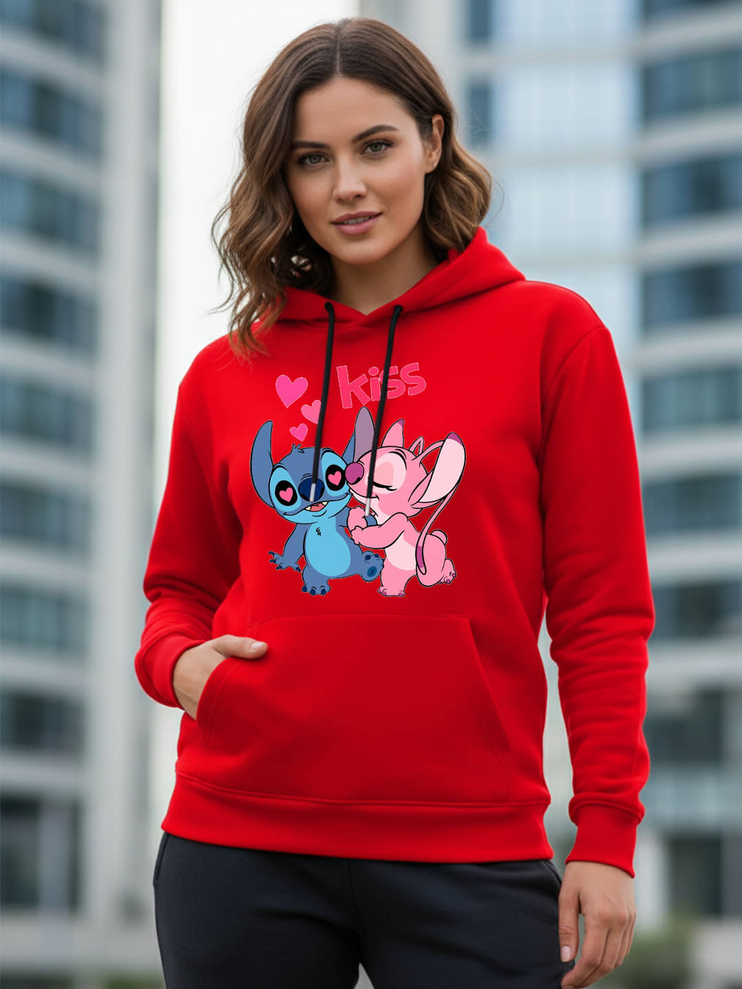 Kanhuzzz Women Fleece Hooded Sweatshirt For Heavy Winters ( Red )     			Kanhuzzz Women Fleece Hooded Sweatshirt For Heavy Winters ( Red )