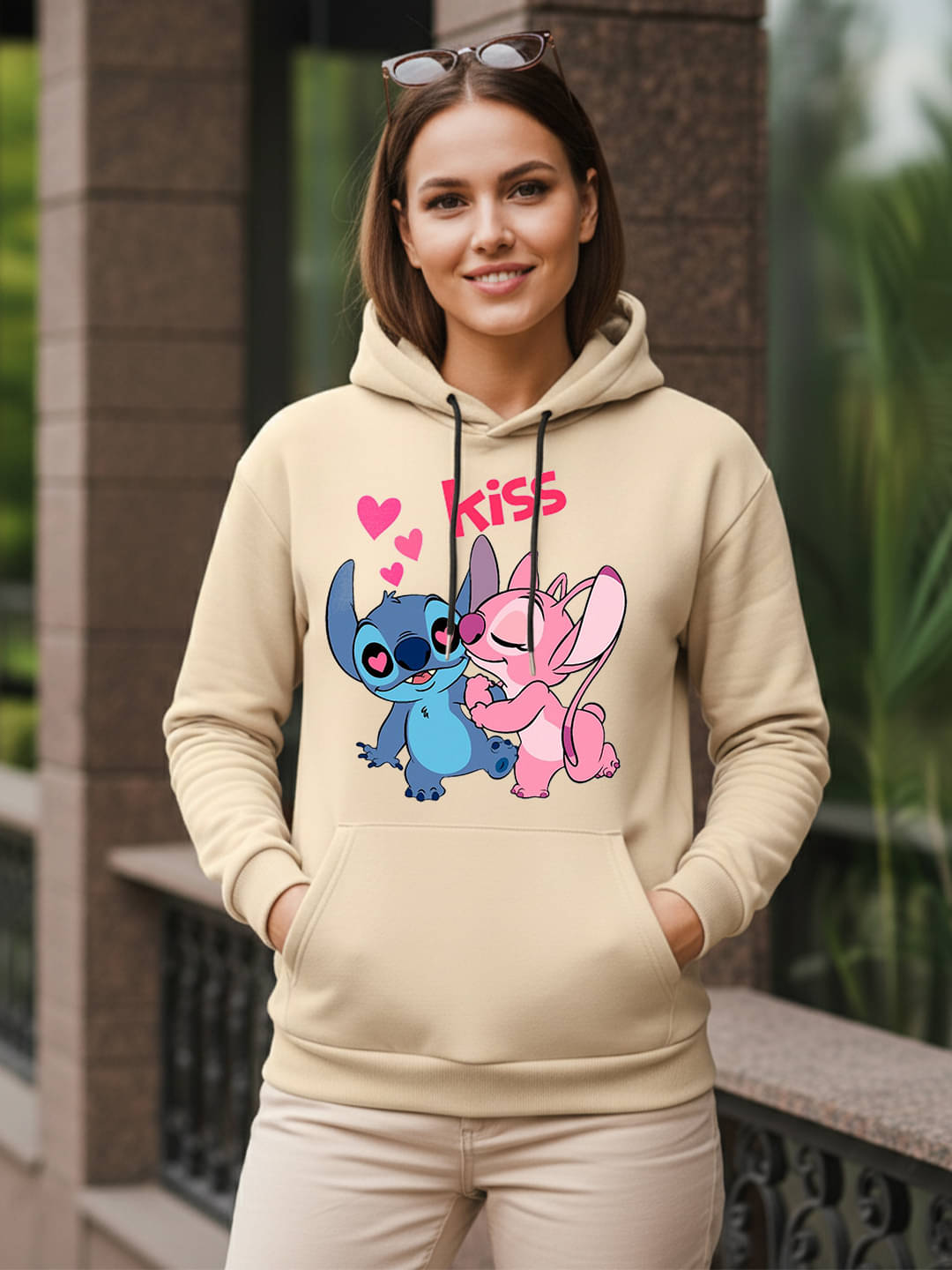 Kanhuzzz Women Fleece Hooded Sweatshirt For Heavy Winters ( Beige )     			Kanhuzzz Women Fleece Hooded Sweatshirt For Heavy Winters ( Beige )