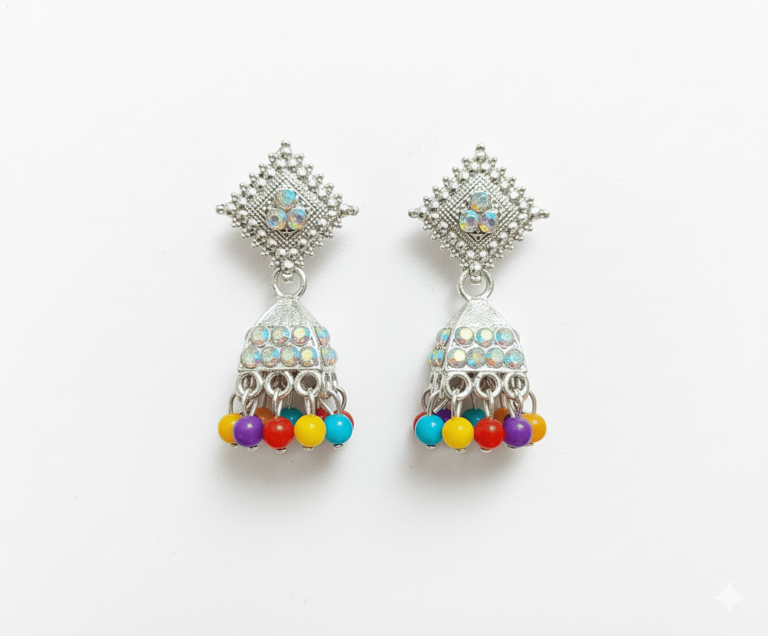     			Kittu Enterprises Silver Jhumki Earrings ( Pack of 1 )