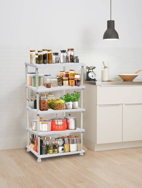 Konline White Plastic Storage Racks ( Pack of 1 )     			Konline White Plastic Storage Racks ( Pack of 1 )