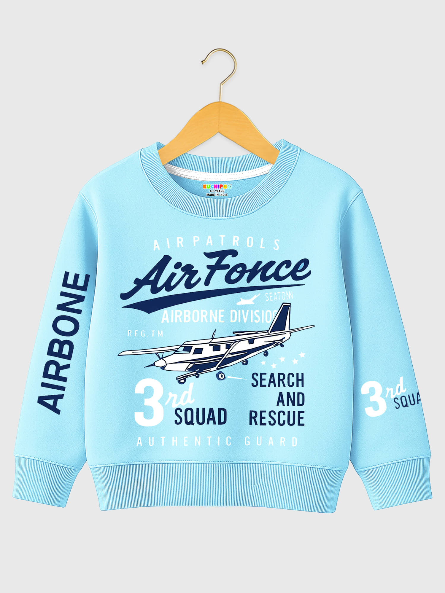 Kuchipoo Pack of 1 Boys Fleece Sweatshirt ( Sky Blue )