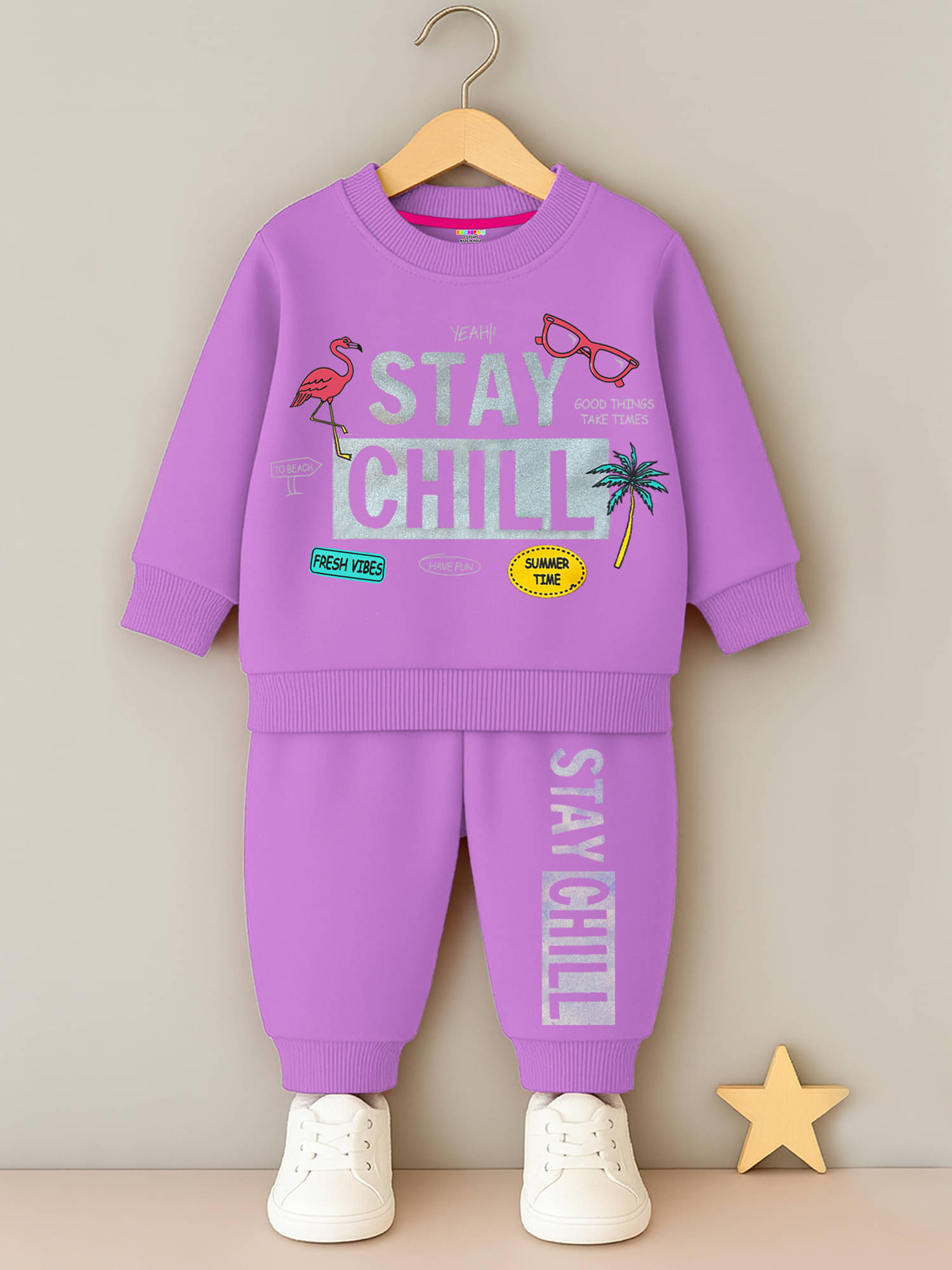     			Kuchipoo Pack of 1 Girls Fleece Sweartshirt & Trackpants ( Purple )