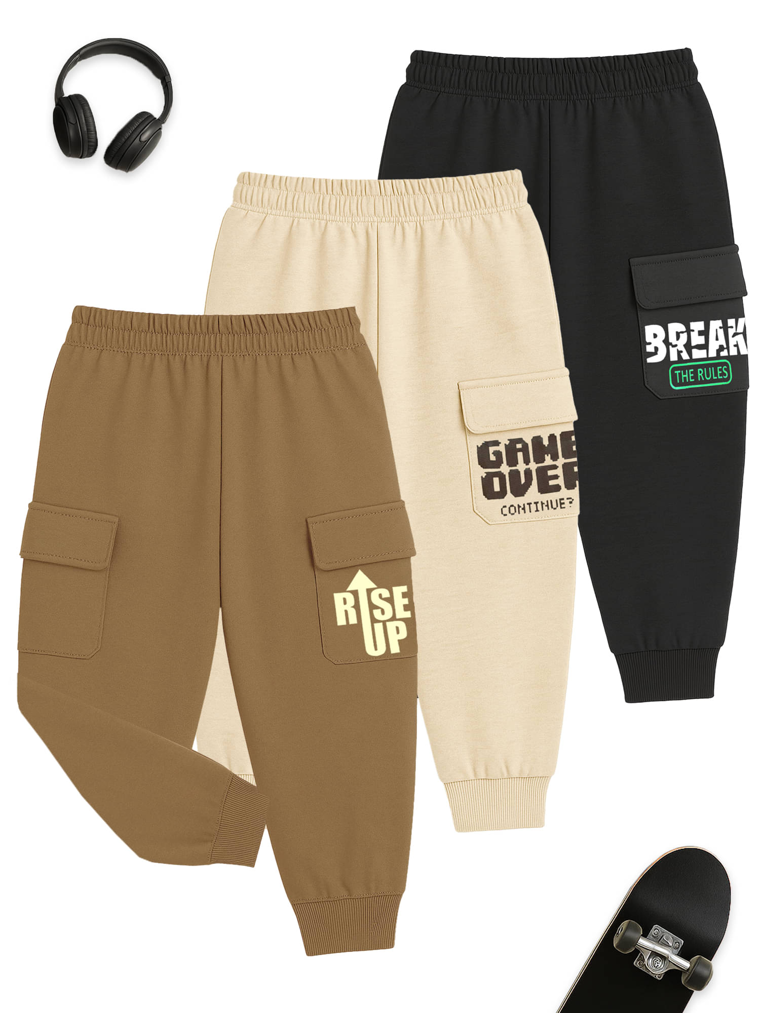     			Kuchipoo Pack of 3 Boys Cotton Blend Trackpant ( Multicolor 15 )