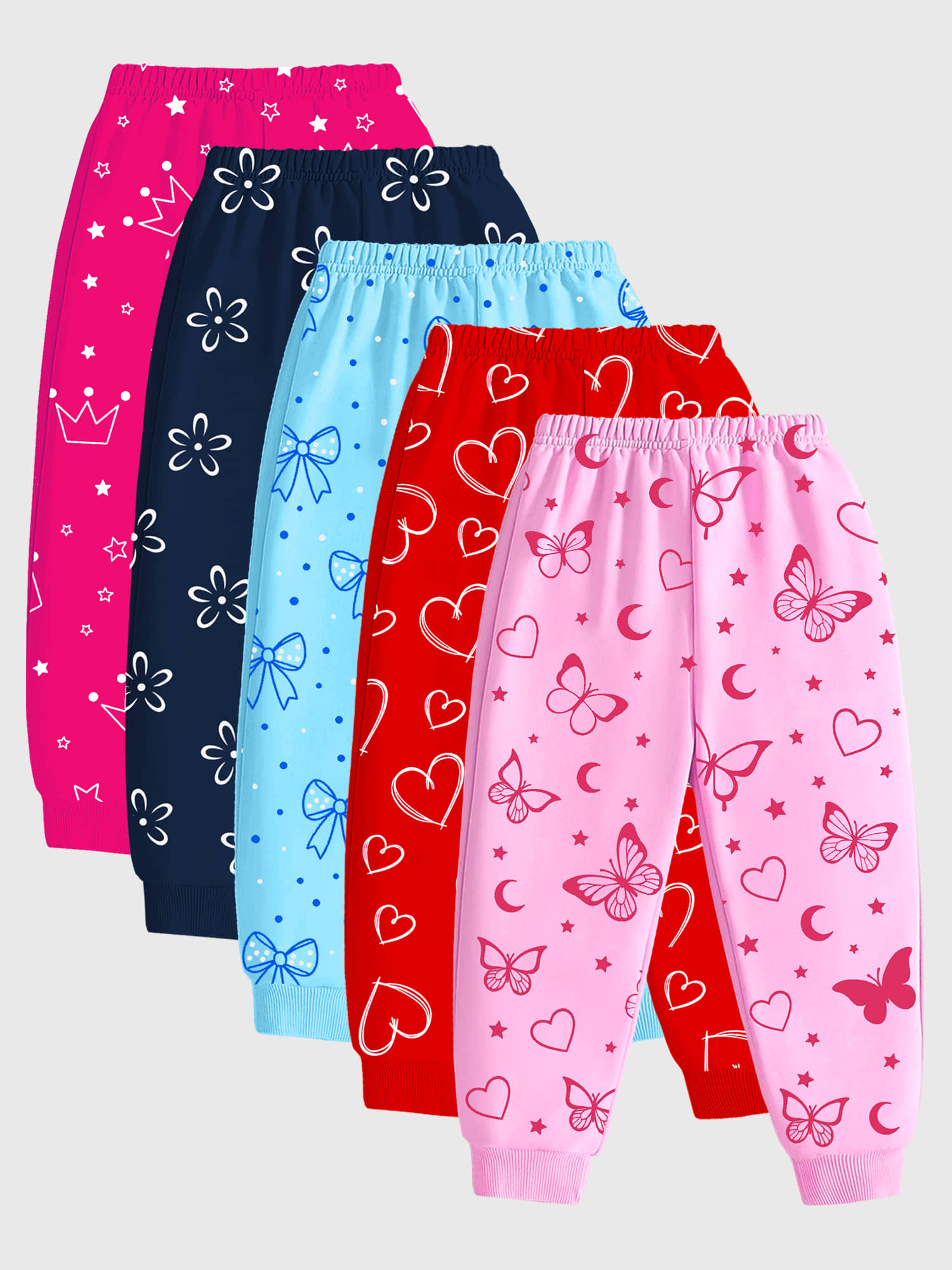 Kuchipoo Pack of 5 Girls Cotton Blend Trackpants ( Colors ) - Track Pants | Buy online on ZillyBuy