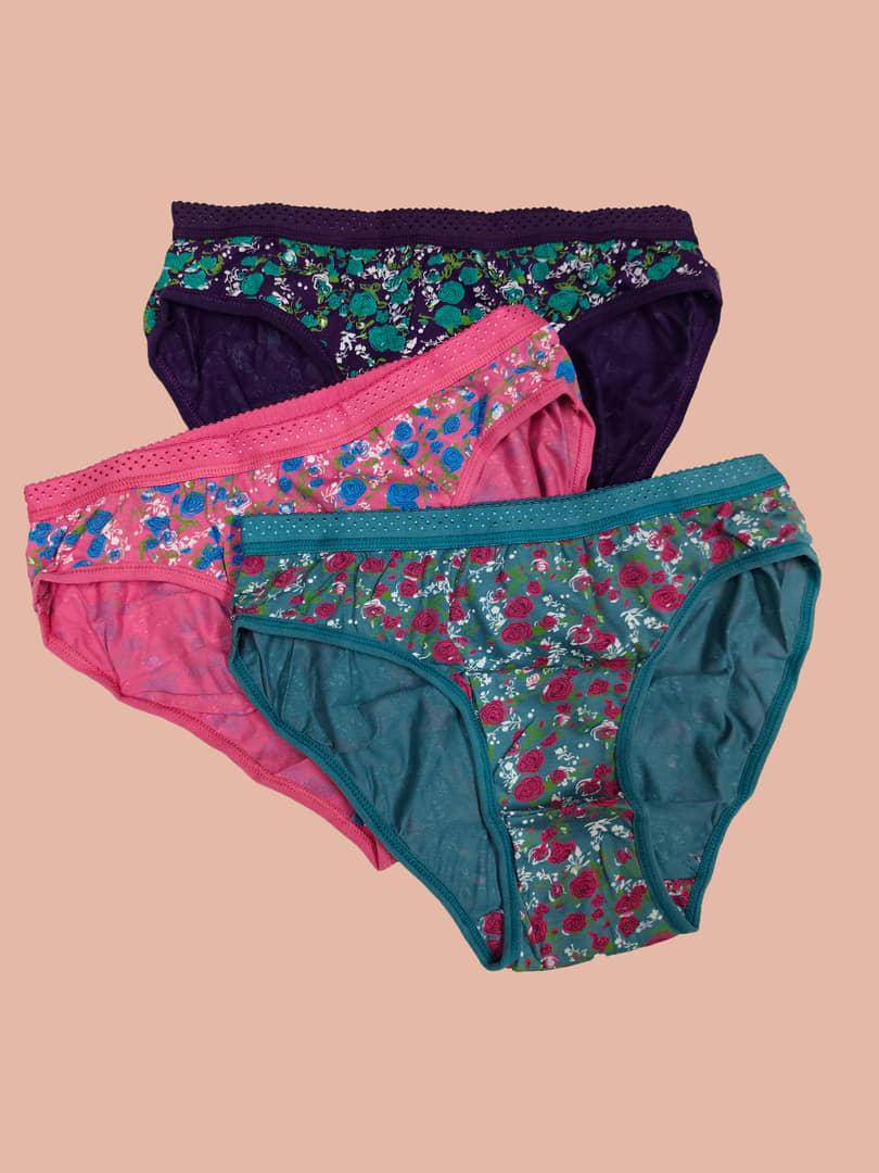 Ladyland Cotton Hipster ( Multicolor , Pack of 3 )