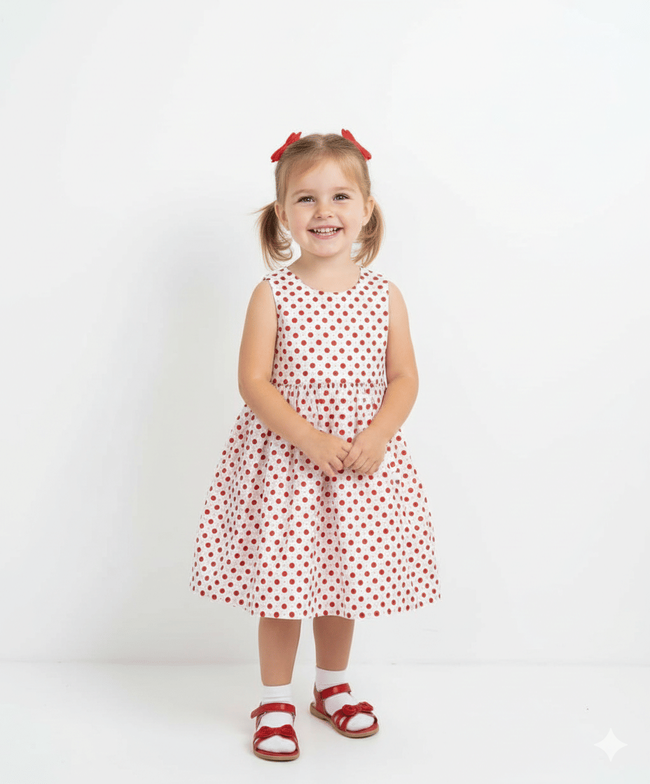 Lalpahari Cotton Frock For Baby Girls ( Pack of 1 , Red & White )     			Lalpahari Cotton Frock For Baby Girls ( Pack of 1 , Red & White )