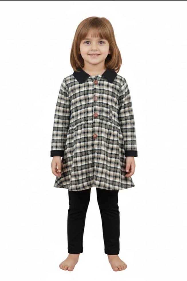 Lalpahari Pack of 1 Baby Girls 100% Cotton Thermal Sets ( White & Black )     			Lalpahari Pack of 1 Baby Girls 100% Cotton Thermal Sets ( White & Black )