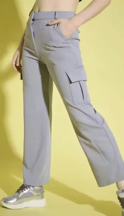     			Lilyn Women Cotton Blend Cargos Trousers ( Grey )