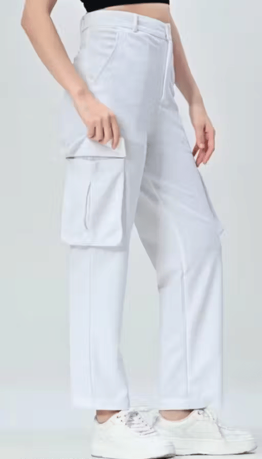     			Lilyn Women Cotton Blend Cargos Trousers ( White )