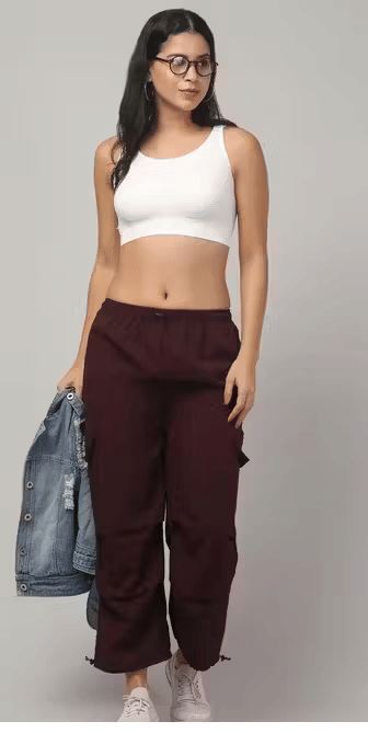     			Lilyn Women Cotton Blend Cargos Trousers ( Maroon )