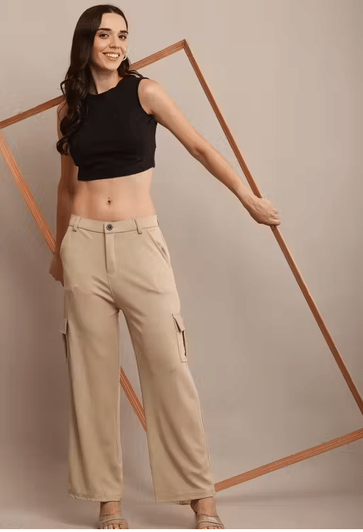     			Lilyn Women Cotton Blend Cargos Trousers ( Beige )