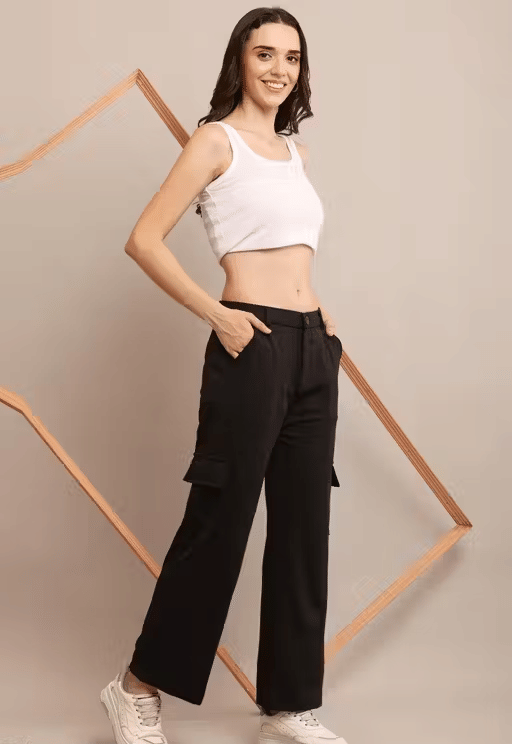     			Lilyn Women Cotton Blend Cargos Trousers ( Black )