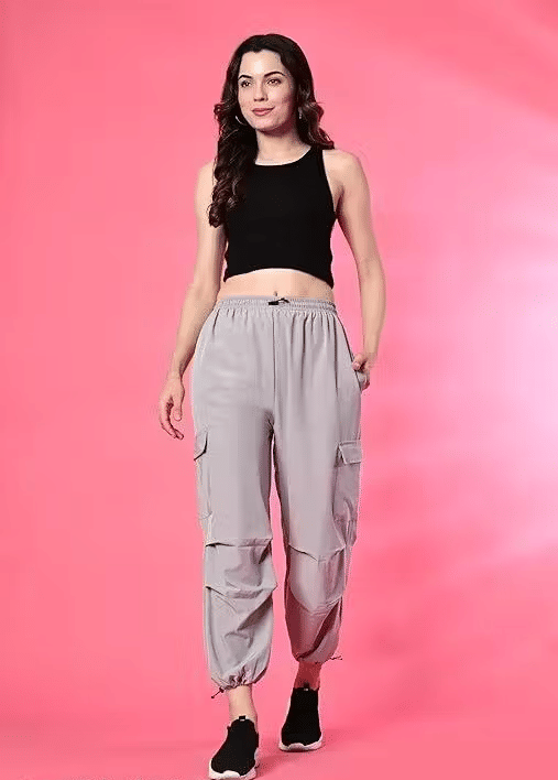     			Lilyn Women Cotton Blend Cargos Trousers ( Grey )