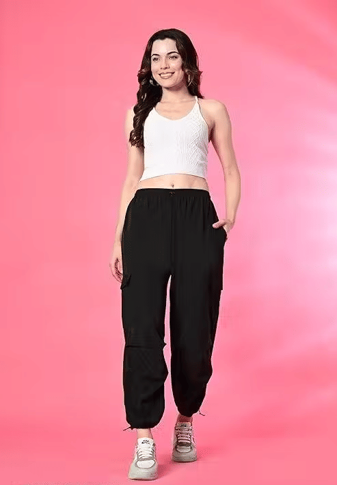     			Lilyn Women Polyester Cargos Trousers ( Black )