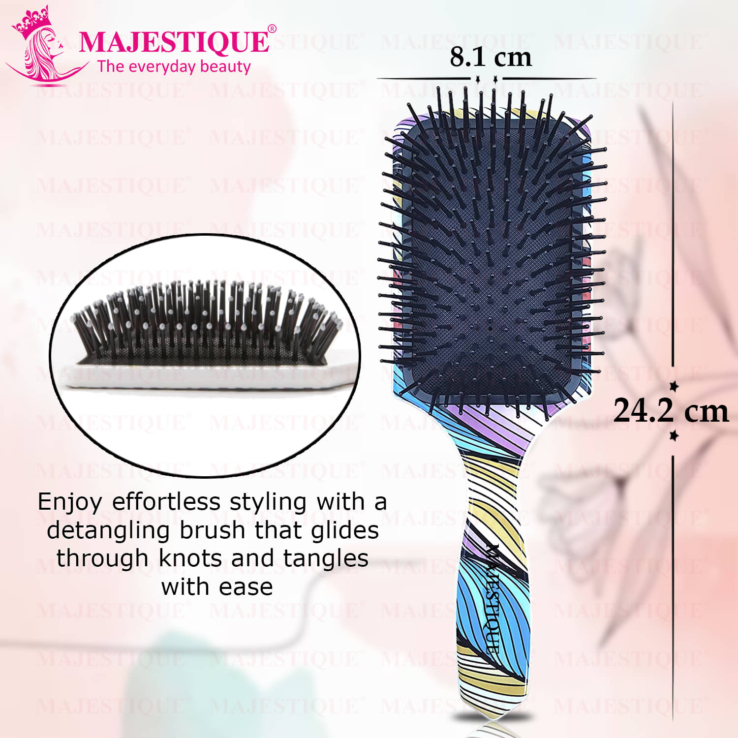     			MAJESTIQUE Paddle Brush For All Hair Types ( Pack of 1 )