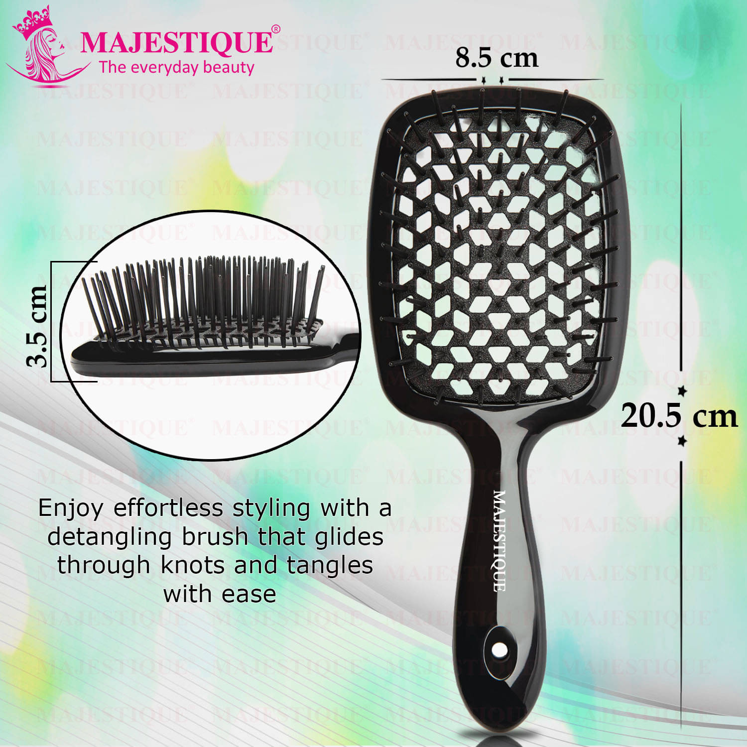     			MAJESTIQUE Paddle Brush For All Hair Types ( Pack of 1 )
