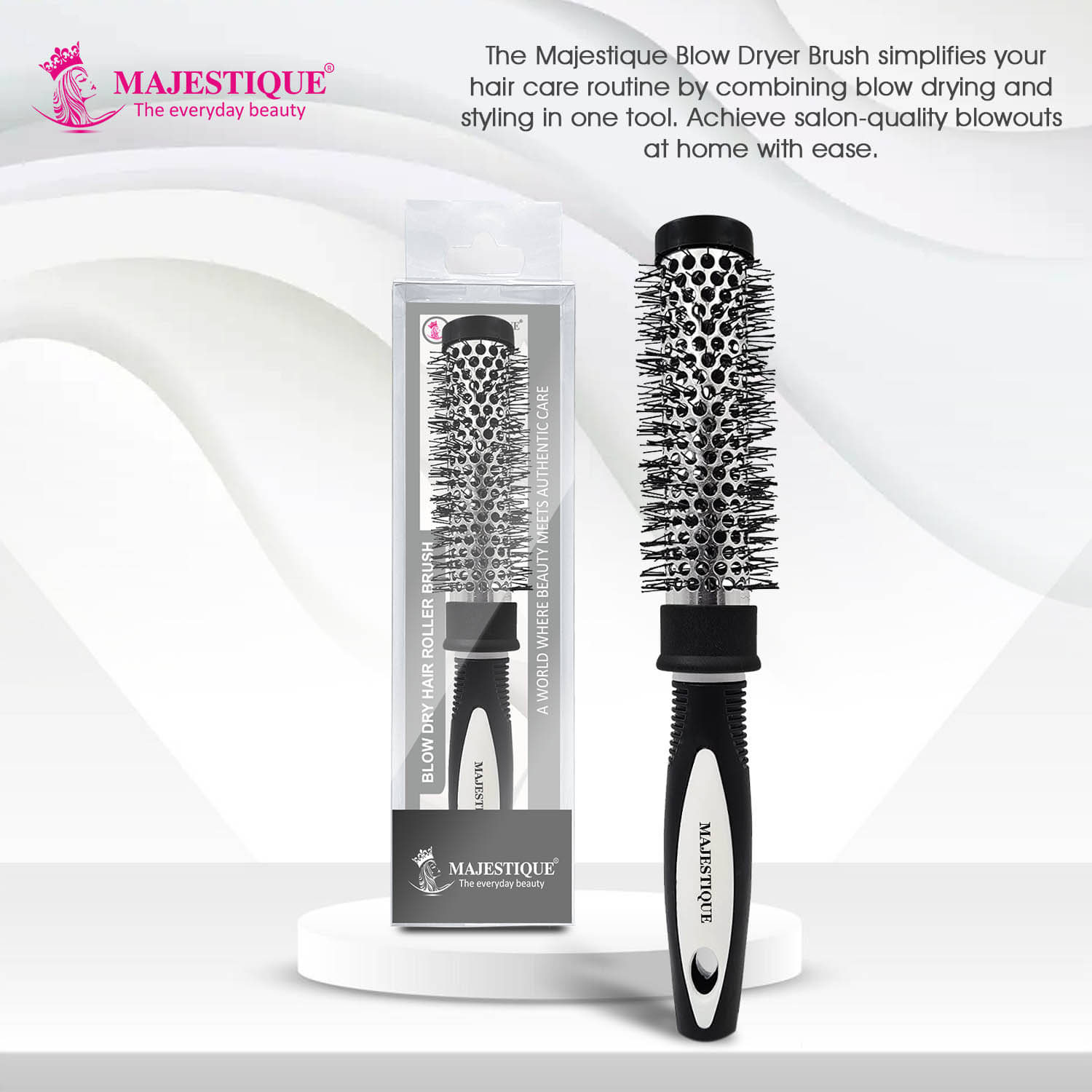     			MAJESTIQUE Round Brush For All Hair Types ( Pack of 1 )