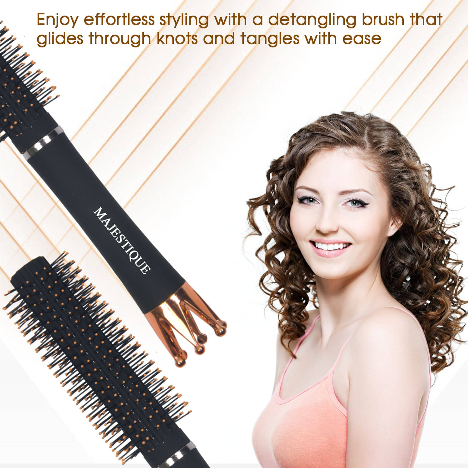     			MAJESTIQUE Round Brush For All Hair Types ( Pack of 1 )