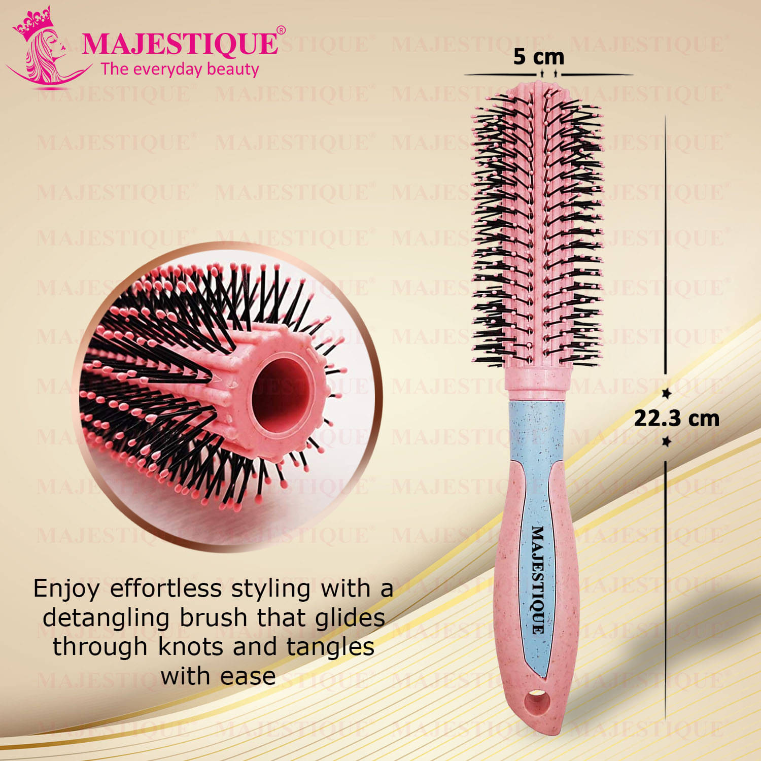     			MAJESTIQUE Round Brush For All Hair Types ( Pack of 1 )