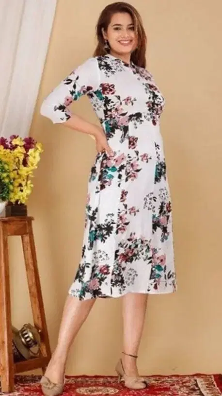 MK creation Women Cotton Blend Printed Gown ( White )     			MK creation Women Cotton Blend Printed Gown ( White )