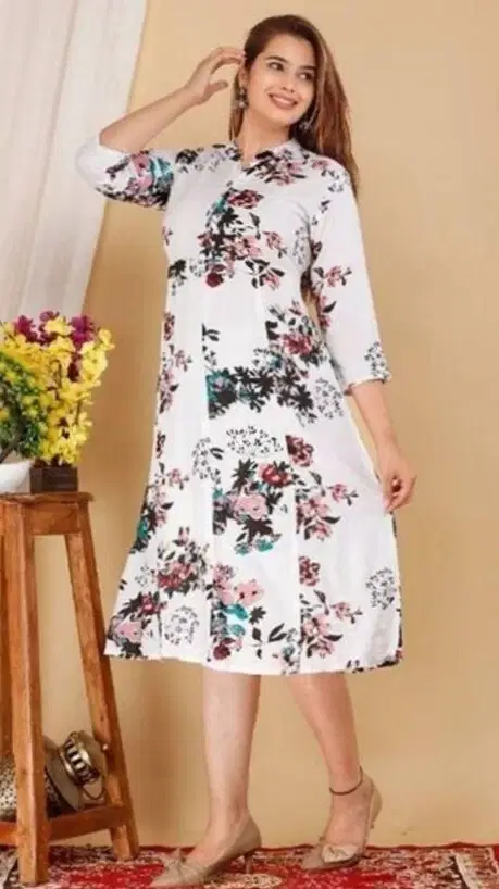 MK creation Women Cotton Blend Printed Gown ( White ) MK creation Women Cotton Blend Printed Gown ( White )