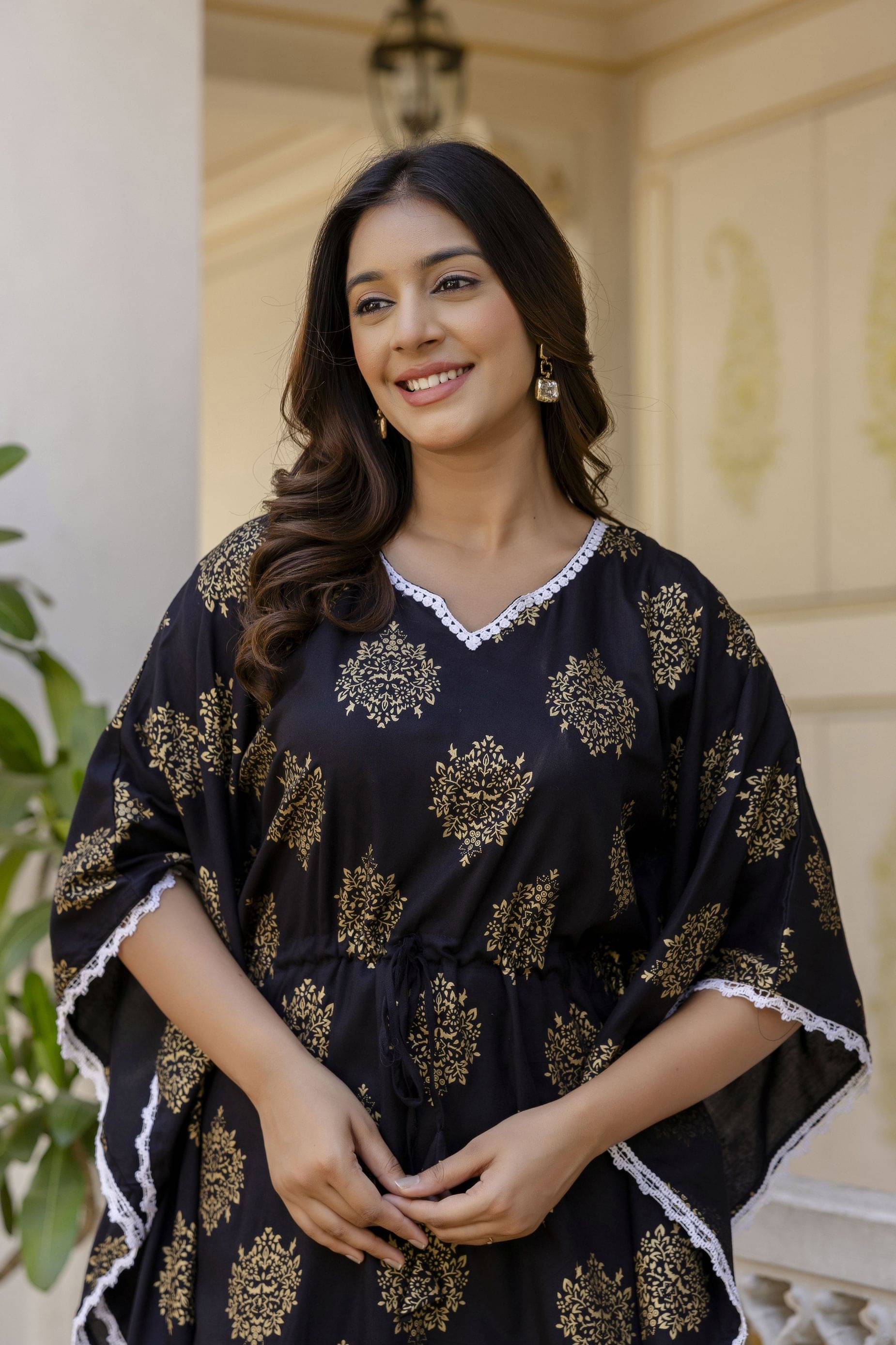 MK creation Women Rayon Printed Gown ( Black )     			MK creation Women Rayon Printed Gown ( Black )