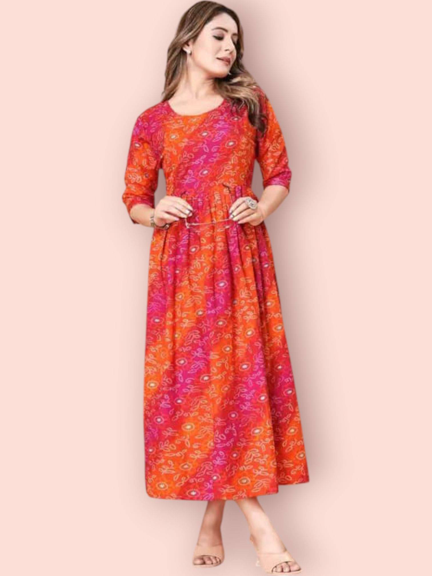     			MK creation Women Rayon Printed Gown ( Red )