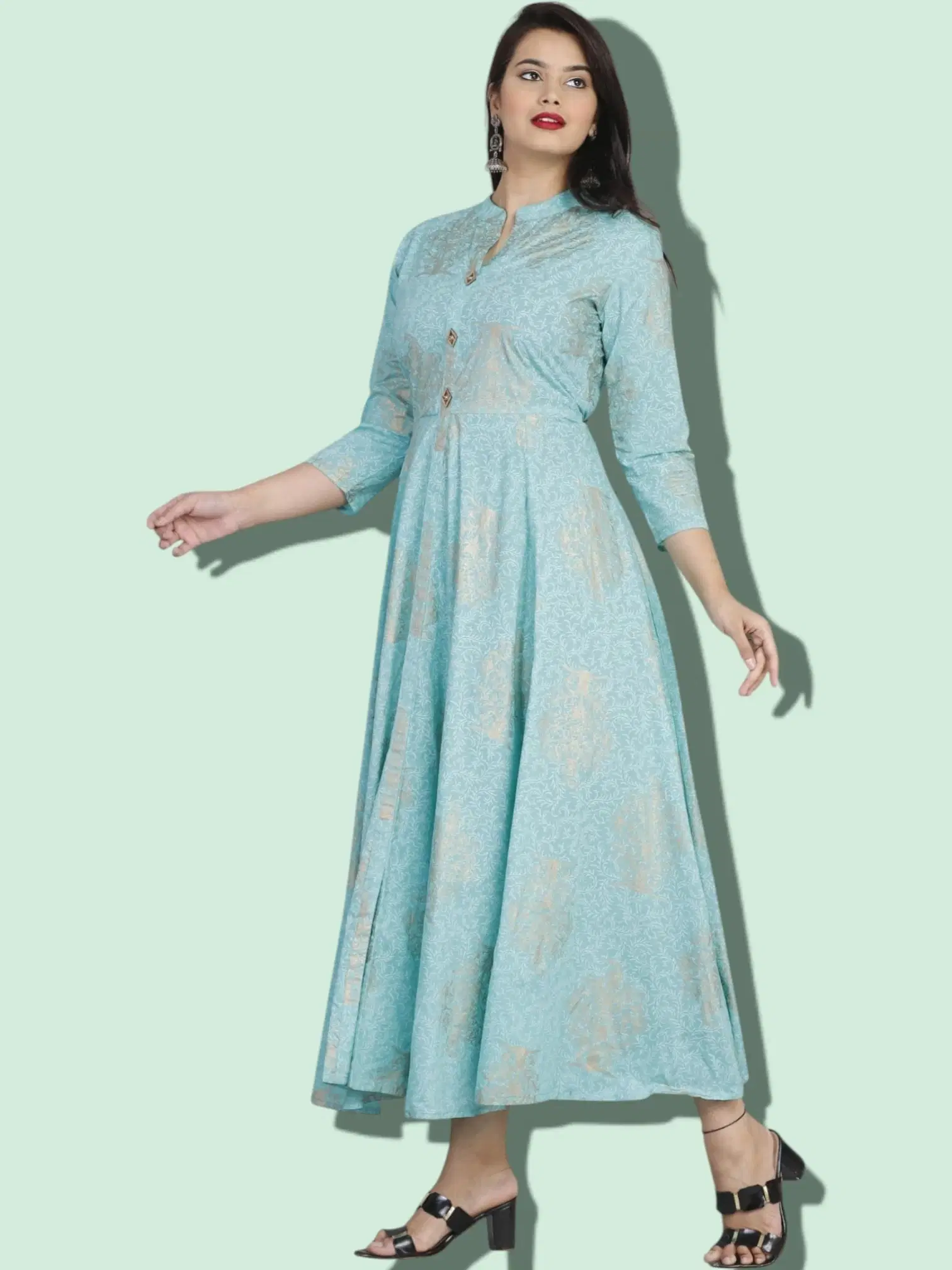     			MK creation Women Rayon Printed Gown ( Blue )