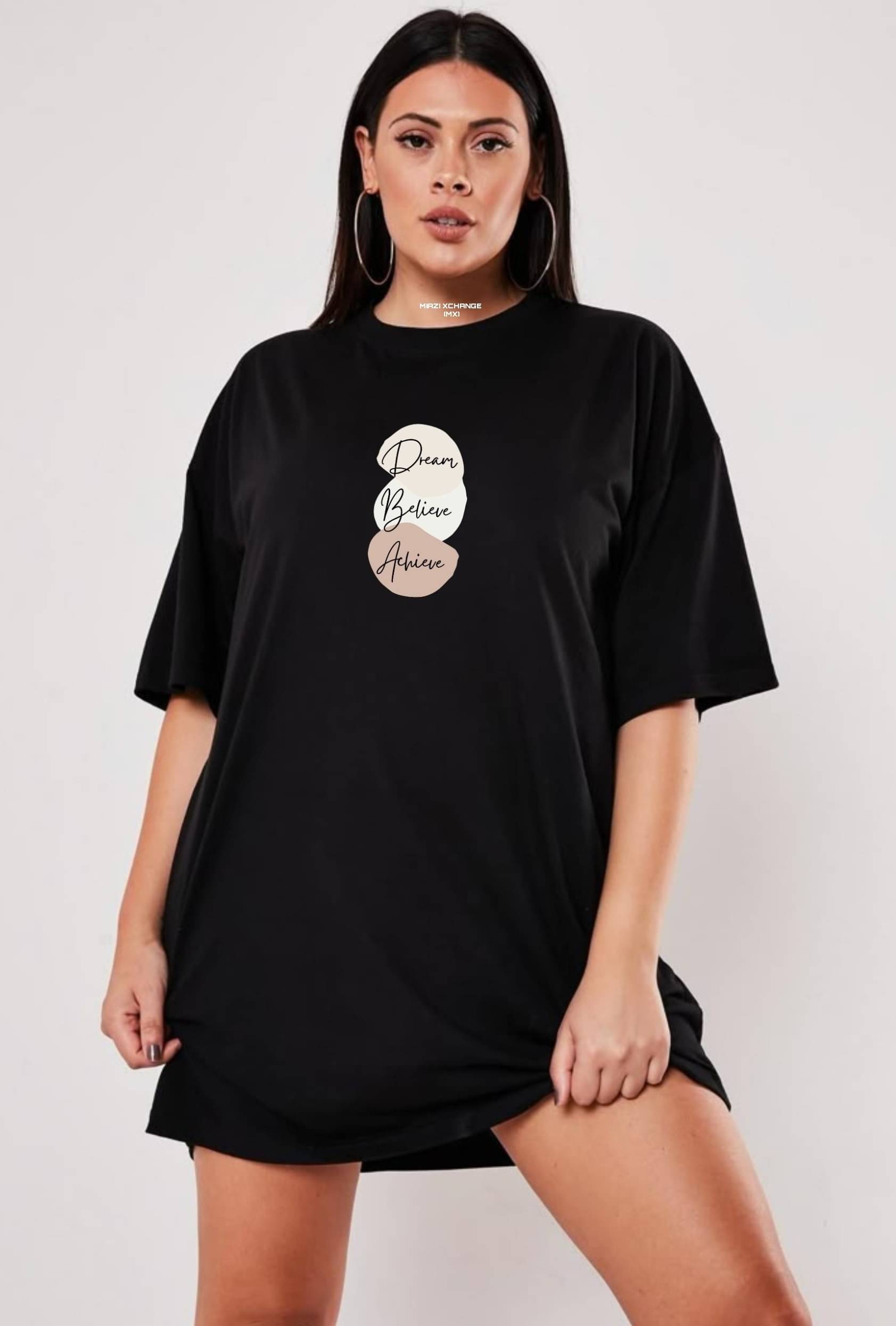MX Women Cotton Blend Printed Regular Fit Round Neck T-Shirt ( Black )     			MX Women Cotton Blend Printed Regular Fit Round Neck T-Shirt ( Black )