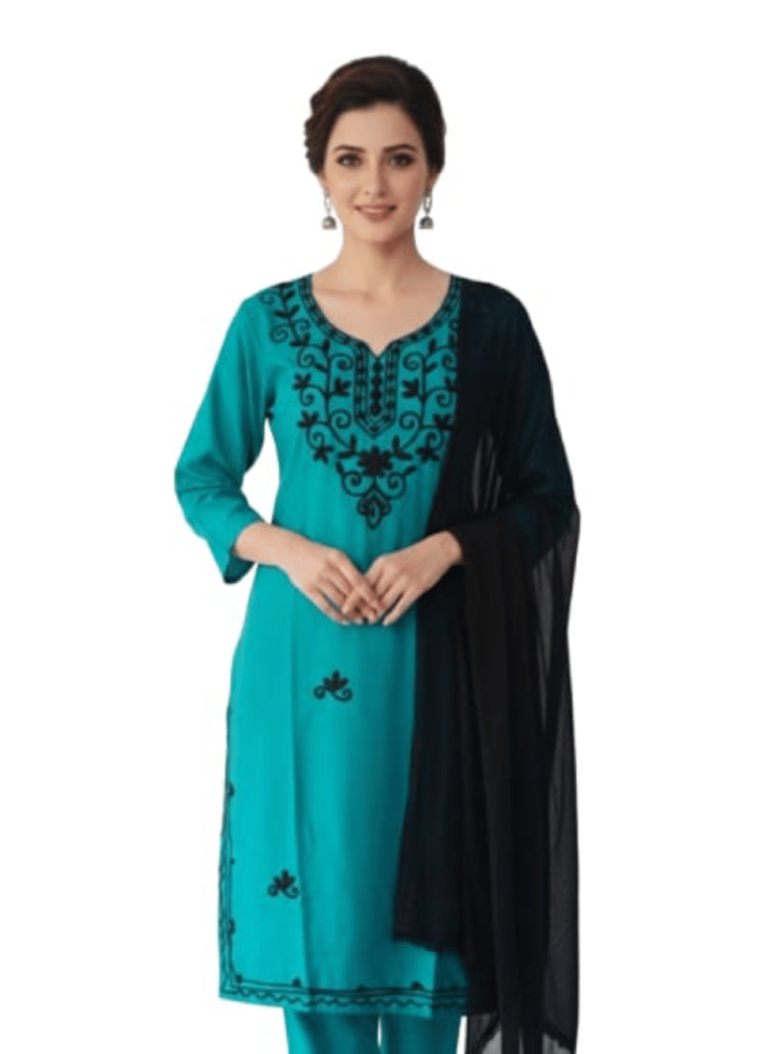 Nafee Designers Women Rayon Embroidered Straight Kurti With Salwar ( Blue )     			Nafee Designers Women Rayon Embroidered Straight Kurti With Salwar ( Blue )
