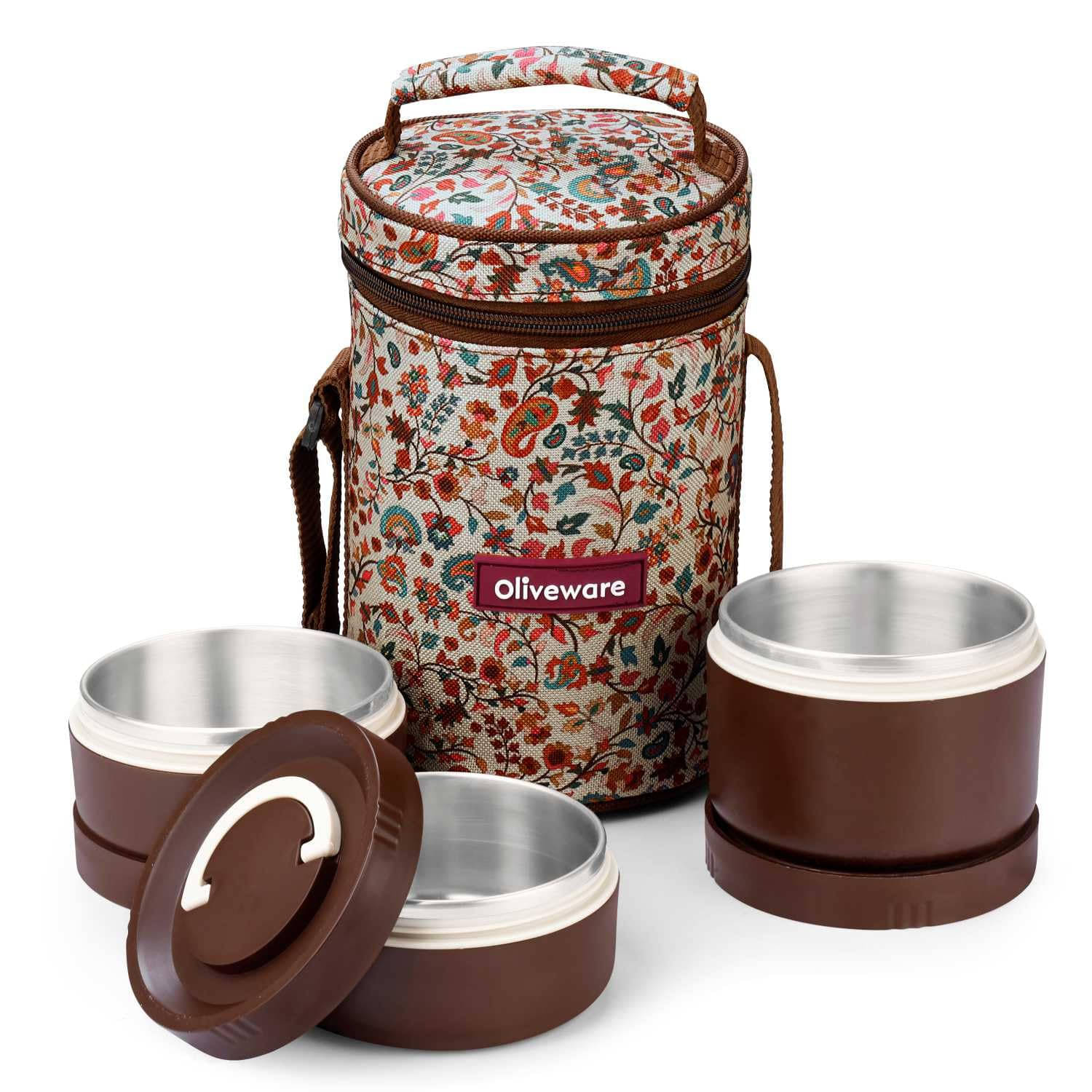     			Oliveware Rusty Stainless Steel Lunch Box 3 - Container ( Pack of 1 )