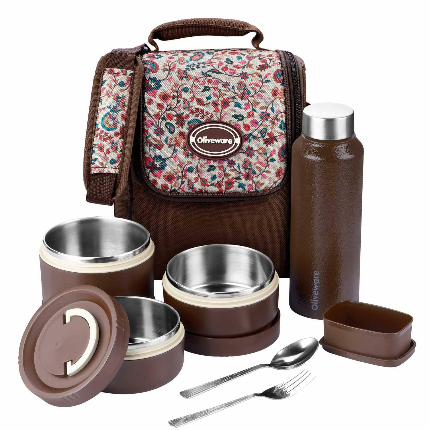     			Oliveware Teso Musk Stainless Steel Lunch Box 3 - Container ( Pack of 1 )