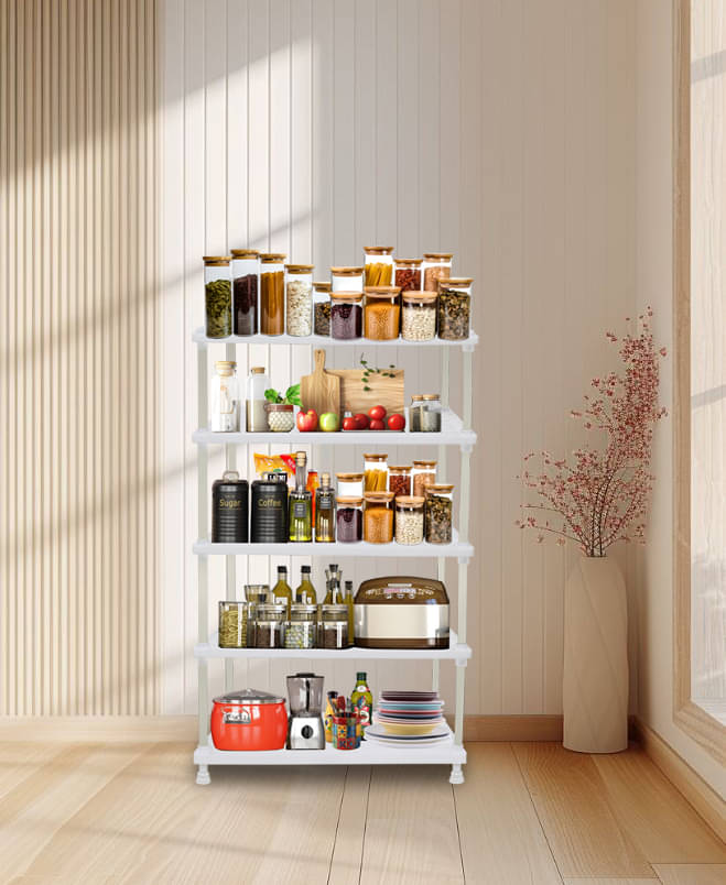 PHILOSHOP White Plastic Storage Racks ( Pack of 1 )     			PHILOSHOP White Plastic Storage Racks ( Pack of 1 )