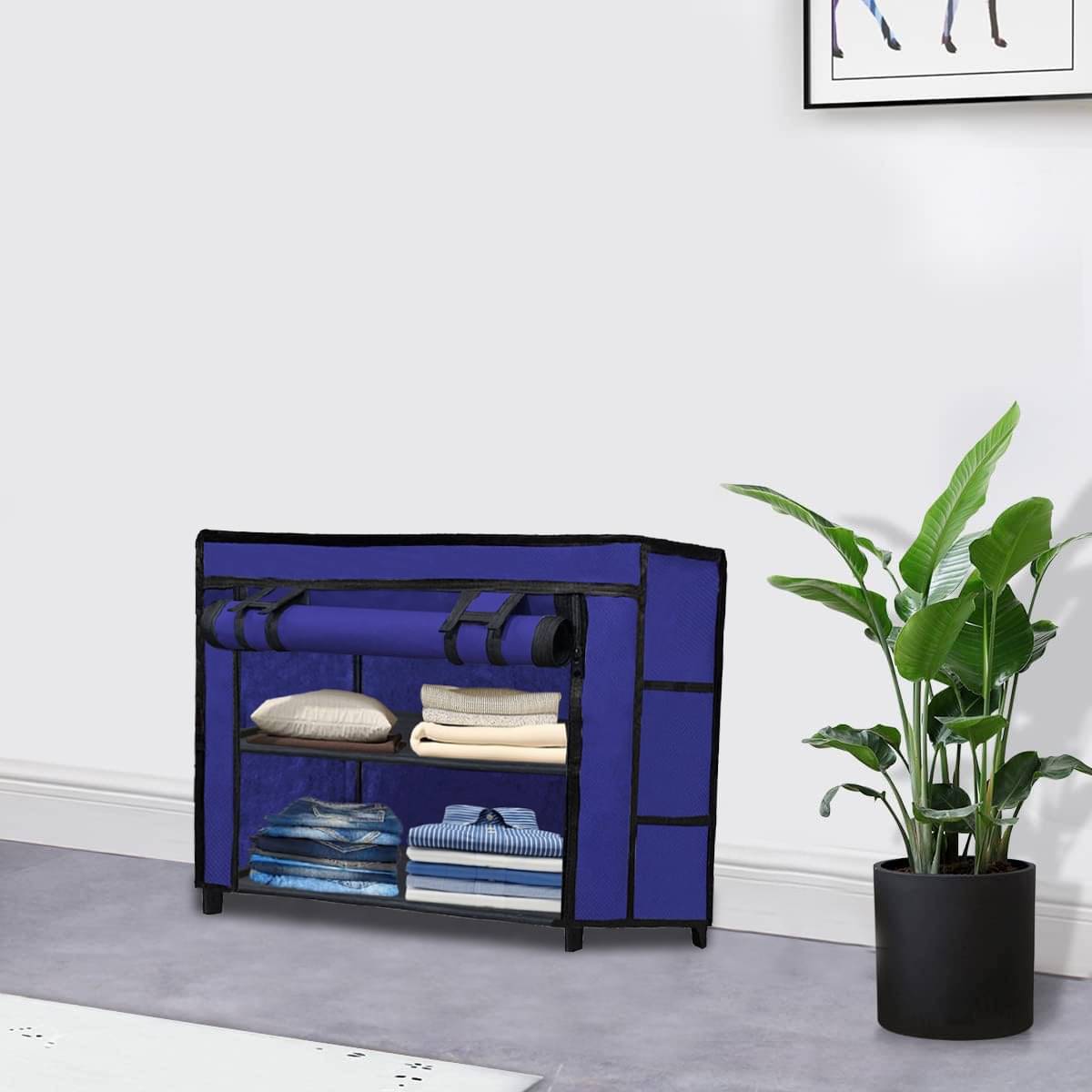     			Premium Steel Frame Wardrobe with Elegant Fabric Cover