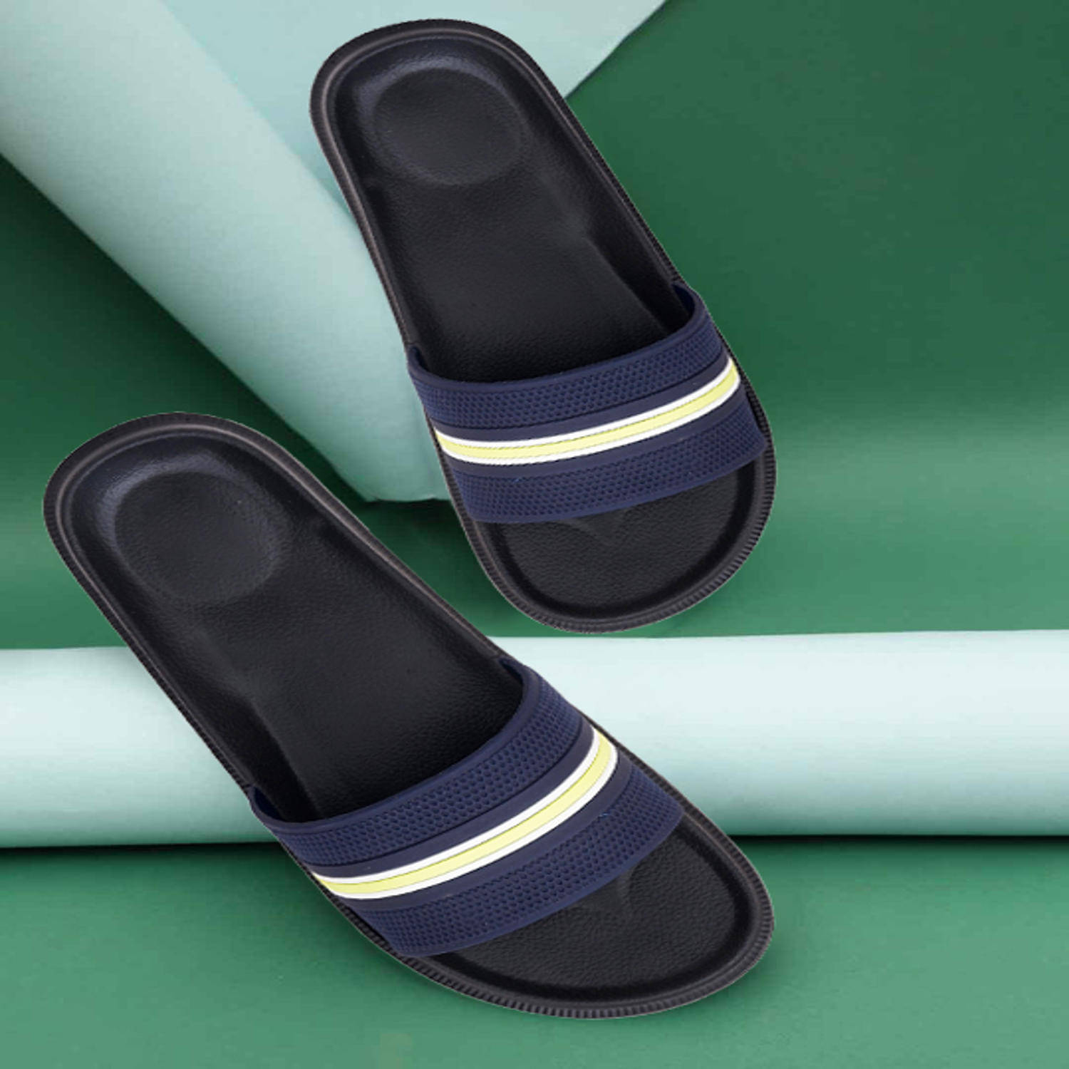     			Qrite Blue Men's Slide Flip Flop