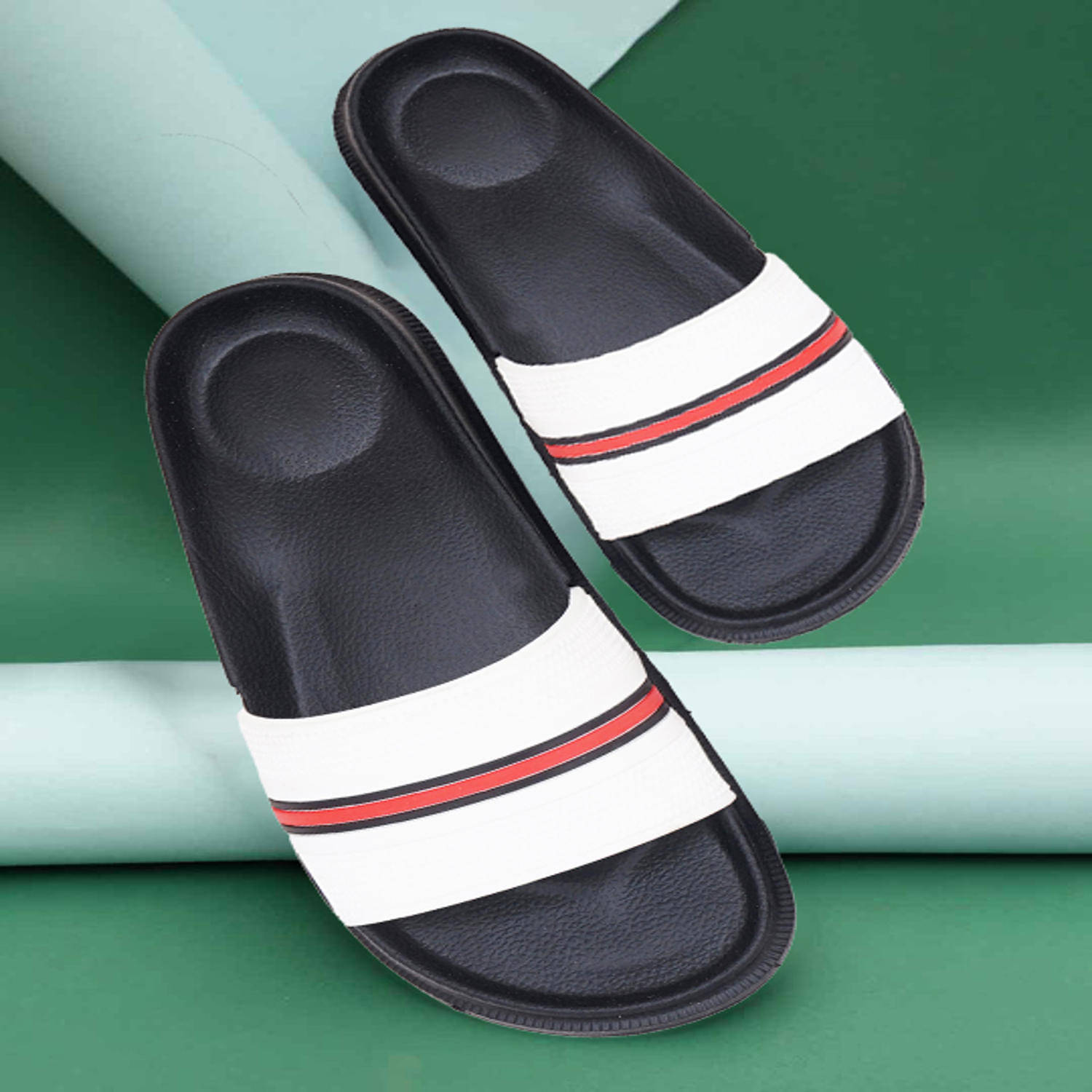     			Qrite Red Men's Slide Flip Flop