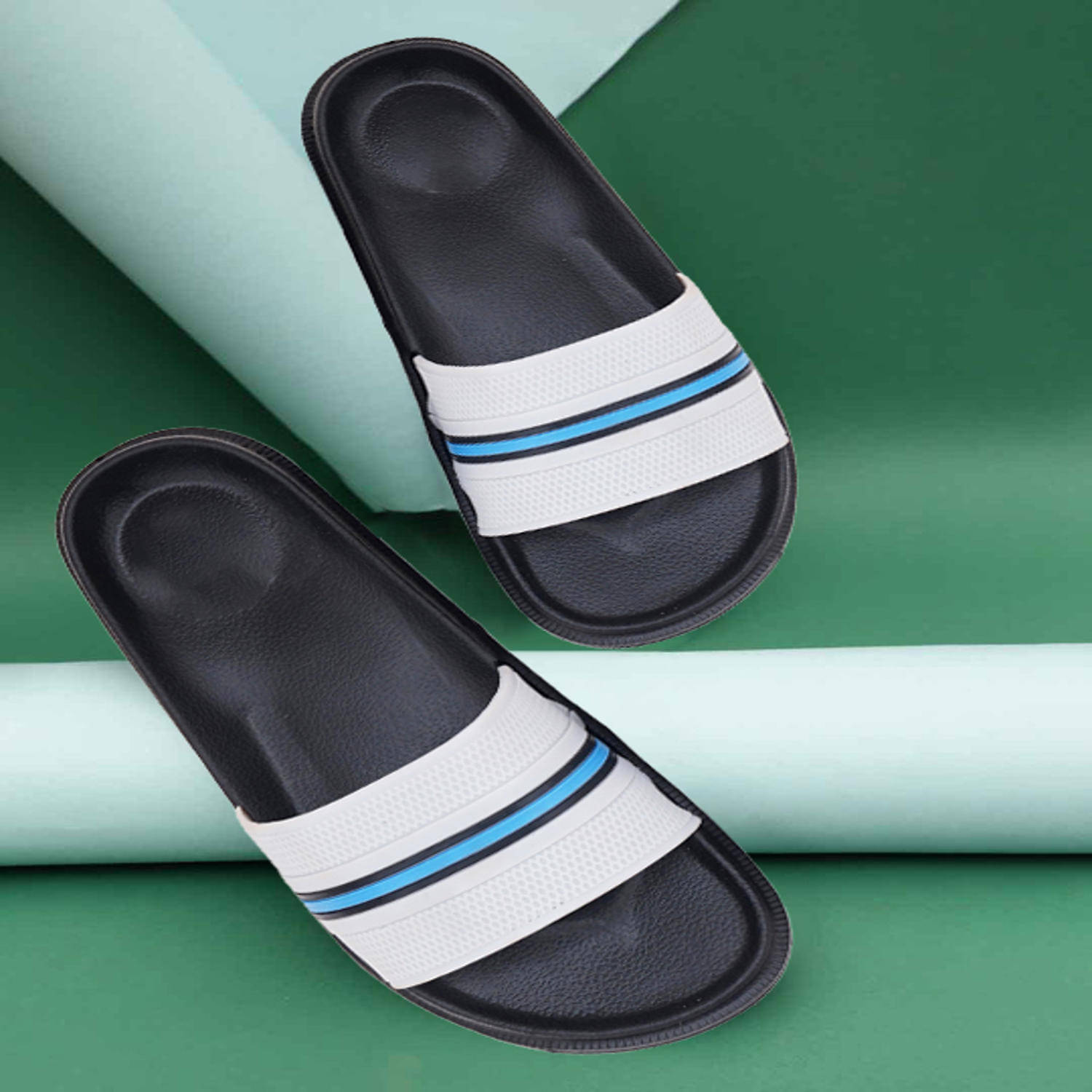     			Qrite White Men's Slide Flip Flop