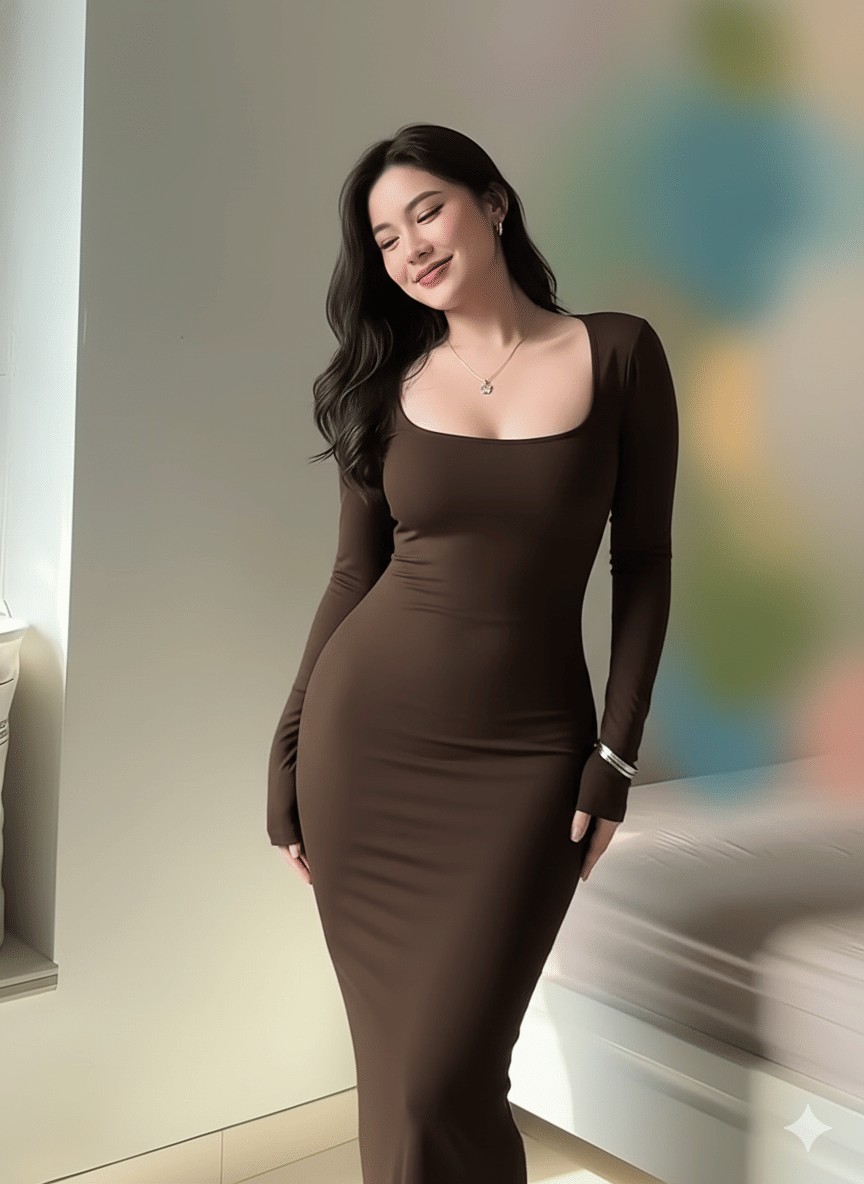 Quintessentials Women Lycra Solid Bodycon Dress ( Brown )     			Quintessentials Women Lycra Solid Bodycon Dress ( Brown )