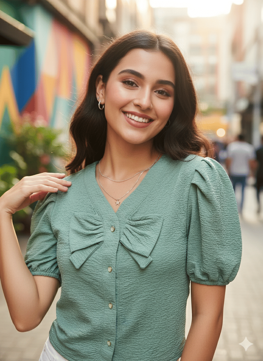 Quintessentials Women's Cotton Blend Regular Top ( Green )     			Quintessentials Women's Cotton Blend Regular Top ( Green )