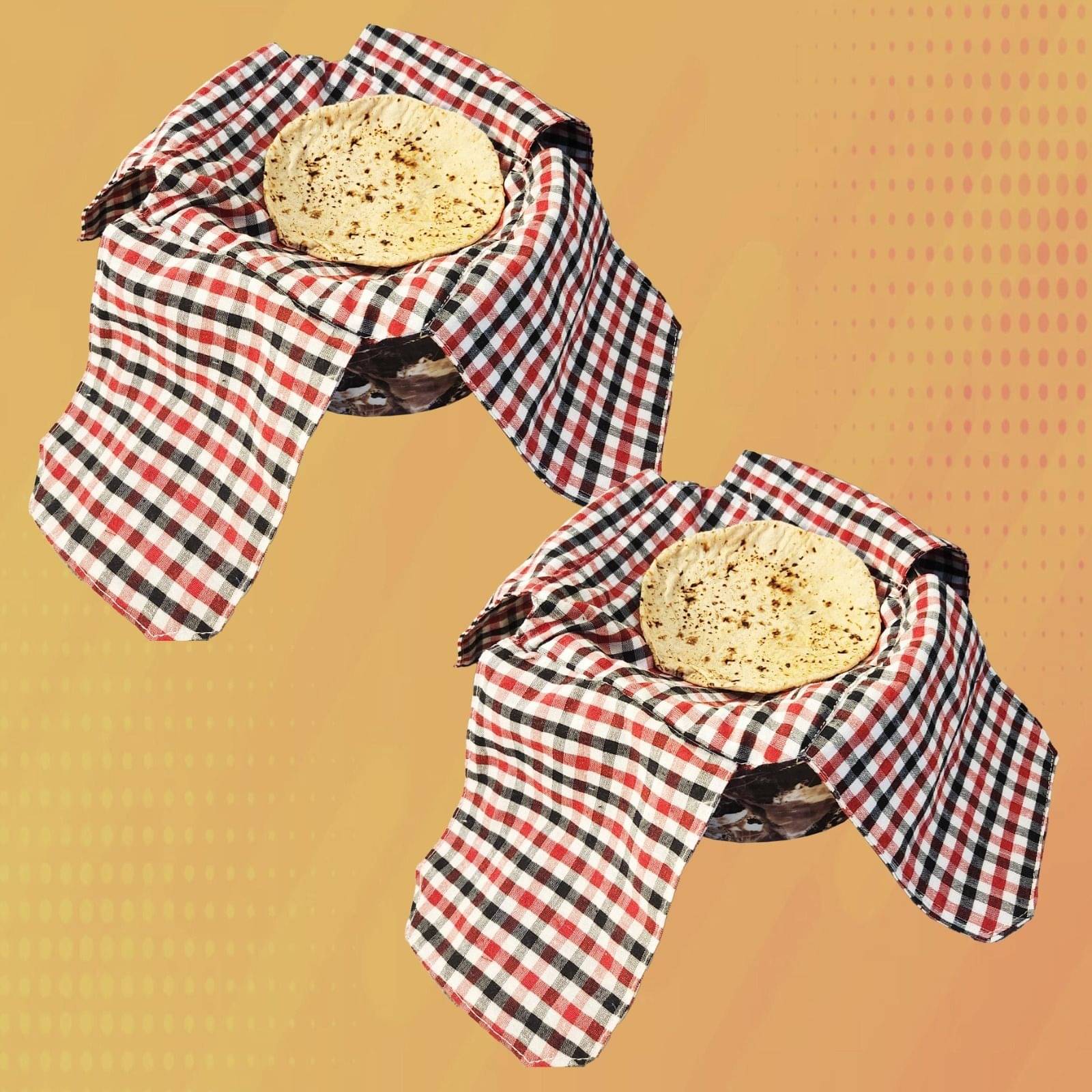     			Red Mini Check Double Layer Roti Cloth (Pack of 2) | 100% Cotton Muslin Cover Checkered Roti Square Flap Cover (Red, 1)