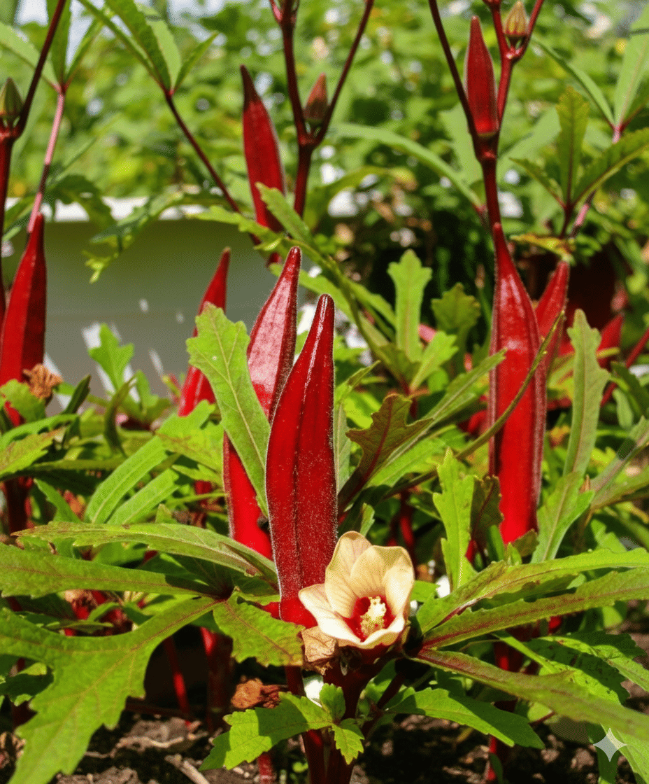 Red Okra Bhindi Hybrid (Lady's Finger) pack of 30 seeds     			Red Okra Bhindi Hybrid (Lady's Finger) pack of 30 seeds