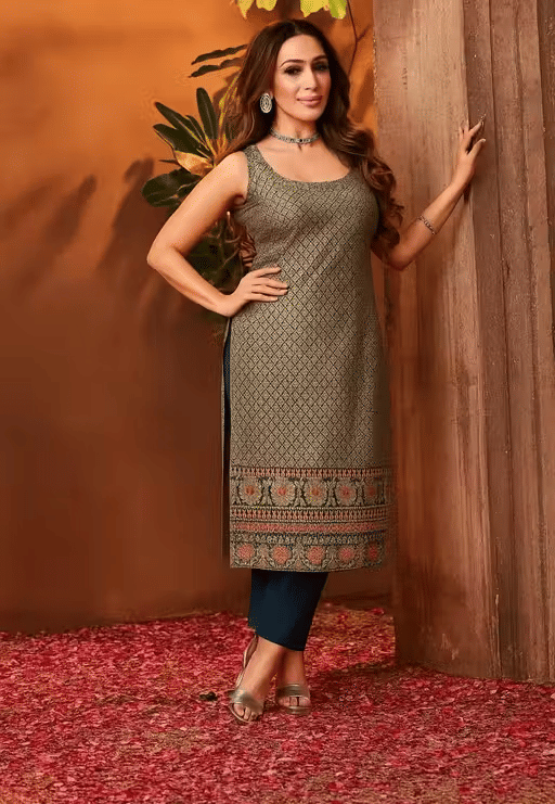 SANJYA Women Cotton Printed A-line Kurti ( Gold )     			SANJYA Women Cotton Printed A-line Kurti ( Gold )