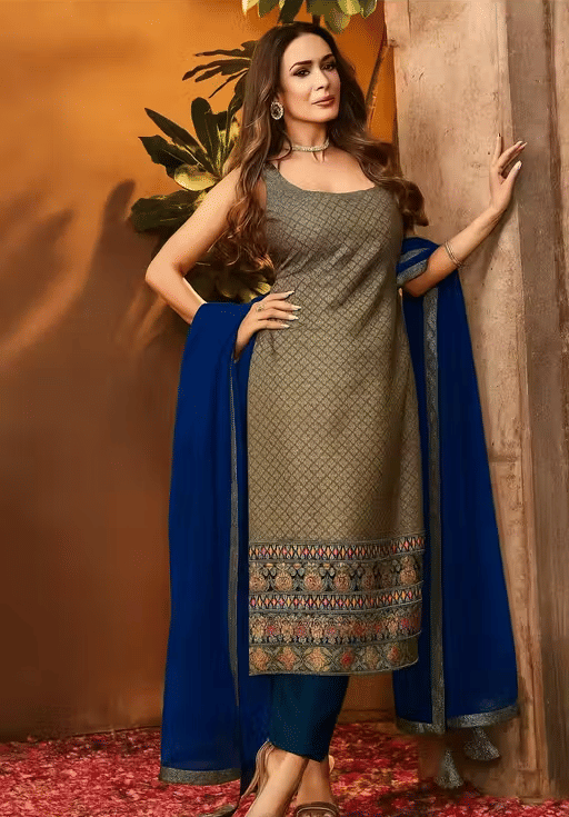 SANJYA Women Rayon Embroidered A-line Kurti ( Grey )     			SANJYA Women Rayon Embroidered A-line Kurti ( Grey )