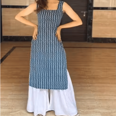 SANJYA Women Rayon Printed A-line Kurti ( Aqua Blue )     			SANJYA Women Rayon Printed A-line Kurti ( Aqua Blue )